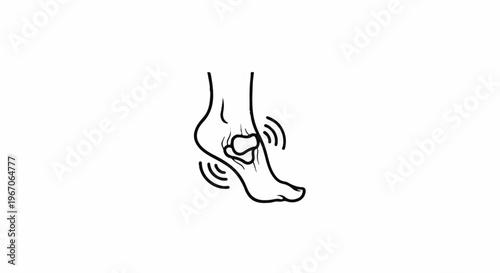 Minimalist outline of a foot with an injury near the ankle