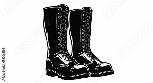 Iconic black lace-up boots with steel toe caps