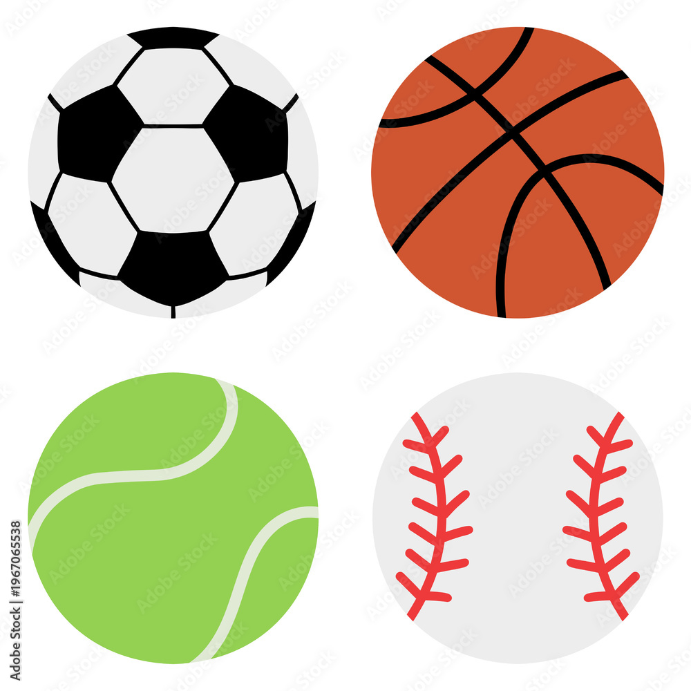 Obraz premium Sports Ball Set PNG Illustration