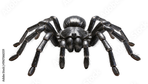 Quadro su tela Large black tarantula spider with hairy legs, isolated on transparent background