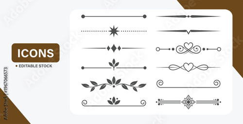 Vintage ornamental decorative divider and border vector set with elegant separator designs