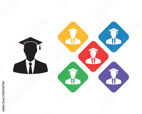 Graduate Student Profile Icon Set for Education University and E-learning