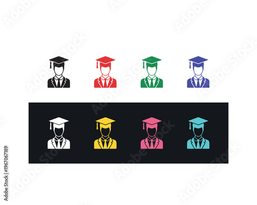 Graduate Student Avatar Icon Set Flat Education Profile Vector Pack