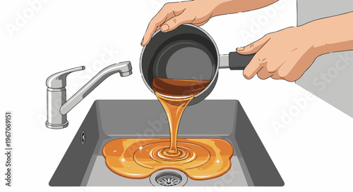 Liquid poured from pot into sink, close-up