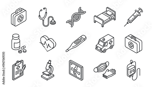 Medical and healthcare related icons and symbols.
