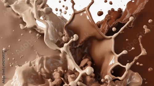 Chocolate and cream liquid splash collision.