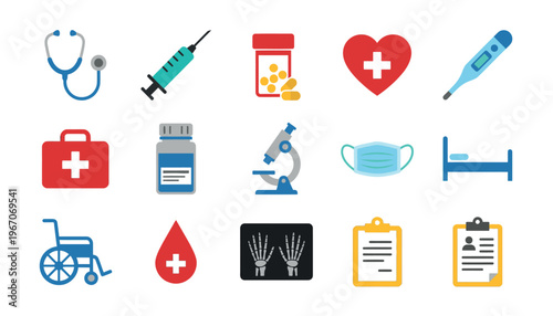 Medical icons and healthcare symbols.