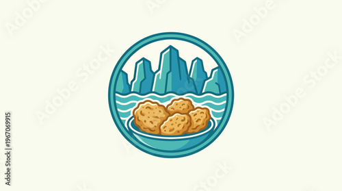 Coastal Cuisine Fried Food with Ocean Landscape