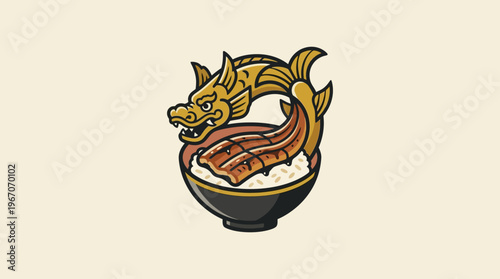 Japanese Unagi Bowl with Dragon Ornament