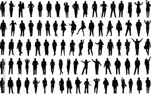 Extensive Collection of Adult Human Silhouettes in Dynamic Poses and Activities people woman