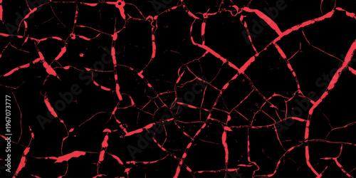 Abstract black and red texture of a grunge concrete dust wall with Heat red cracked ground texture.  Grunge rusty metal texture background. black Background Wall Dark. Crack texture of a surface. 