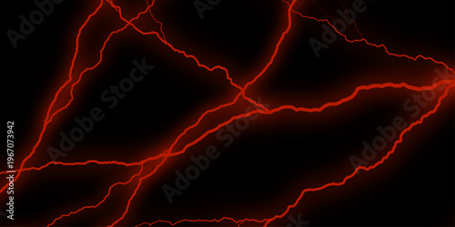 Branched lightning bolt. Abstract texture background in natural patterned. Intense electric bolts crackle across a stark. Beautiful abstract color red grunge marble on black background. 