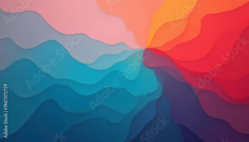 Abstract Colorful Paper Layers on White Background in Bright Artistic Style
