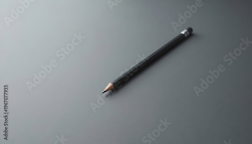 Black Pencil on Gray Surface in Minimalist Style for Office or Creative Design