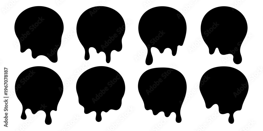 Fototapeta premium Set of various dripping and melting liquid round shapes