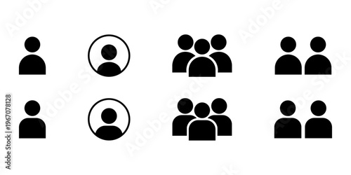 User and Group Icon Set. Members Icon Vector Design for Team, Community, and Group Representation. User Group and Community Management Icons. A neatly arranged display of user profile icons and groups