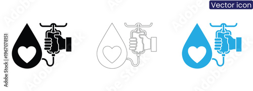 Blood donation concept vector icons set on white background