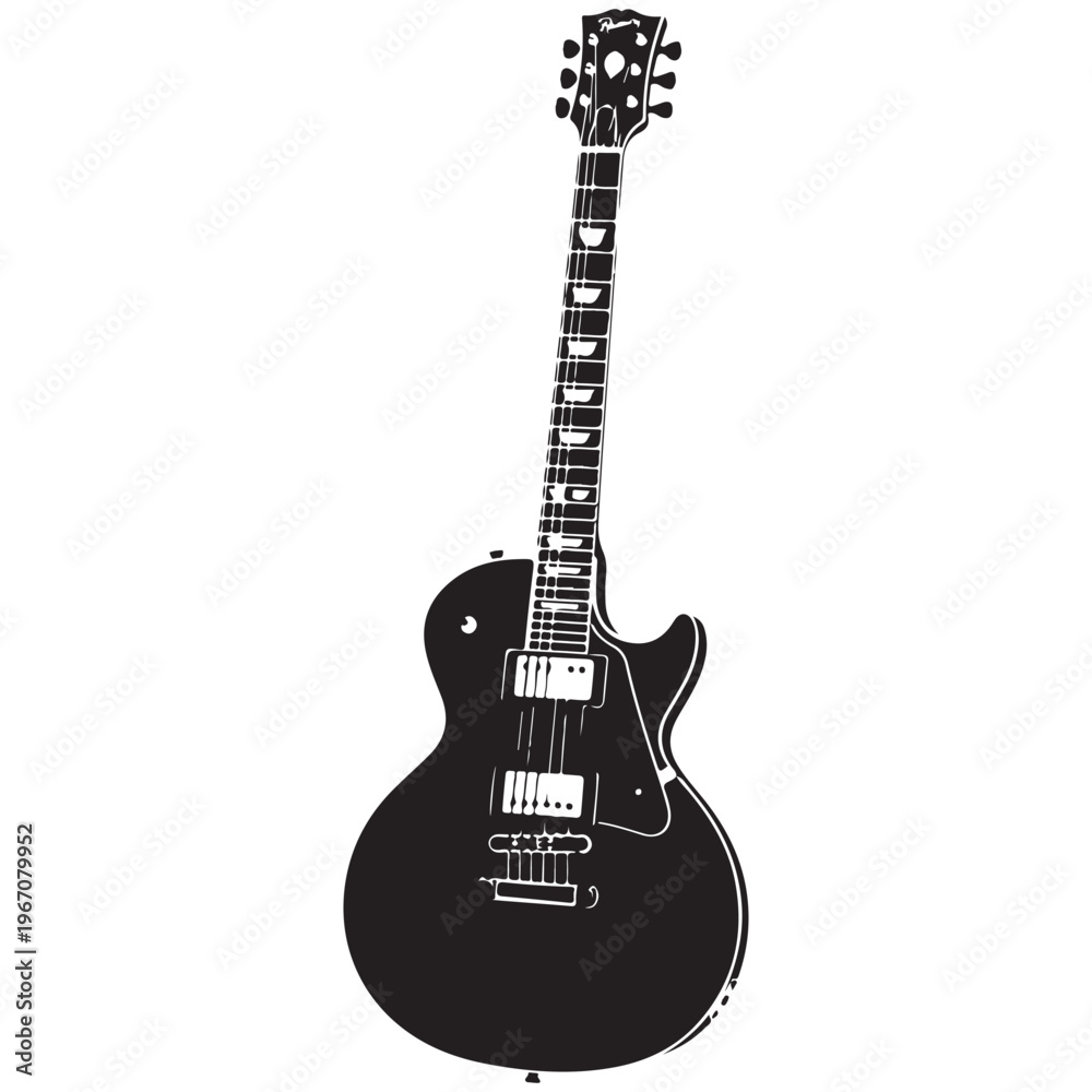 Naklejka premium Black and White Graphic of a Solid Body Electric Guitar
