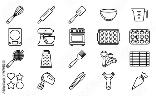Culinary Collection: Essential Baking and Cooking Tools Icon Set
