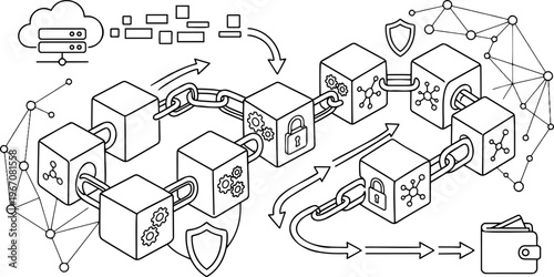 line art of secure digital wallet
