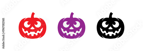 Colorful halloween jack o lantern pumpkins