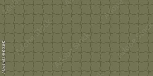 Olive green seamless pattern with wavy grid lines. Decorative texture. Elegant background.