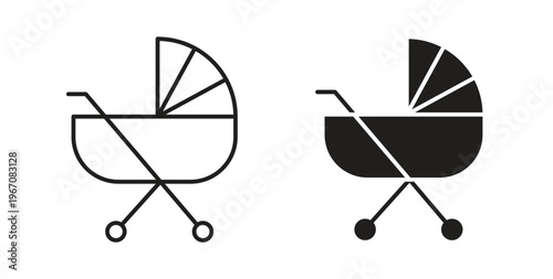 Baby carriage icon vector pictogram pack. icon vector template