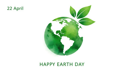 Earth day celebration with green globe and leaves
