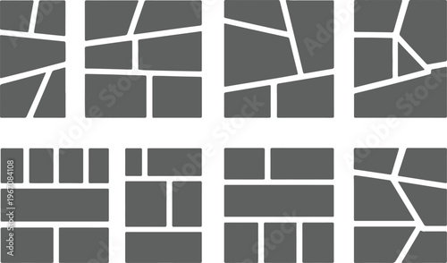 Set of collage grid manga comic book template. Blank page frame for comic book, photo collage, poster, flyer. Collection of anime comic book templates