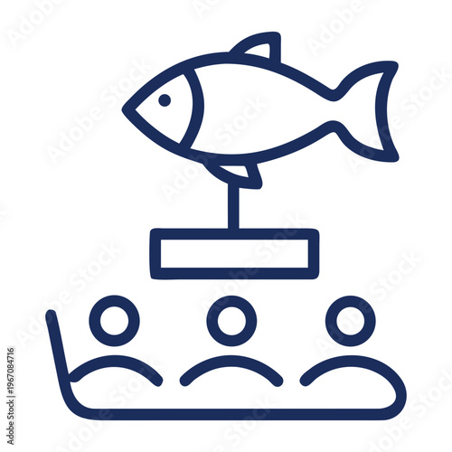 An auctioneer presents a fish to the public during a sale.