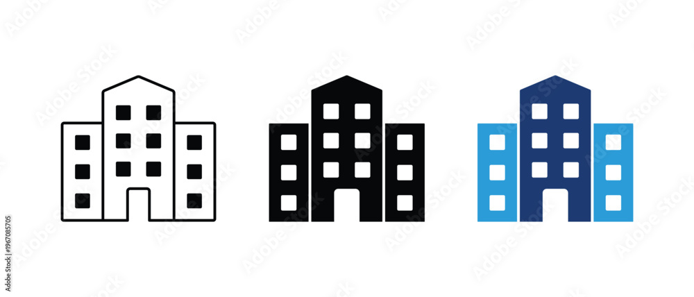 Naklejka premium Building Structure Vector Icon Design in Outline Solid and Color Style