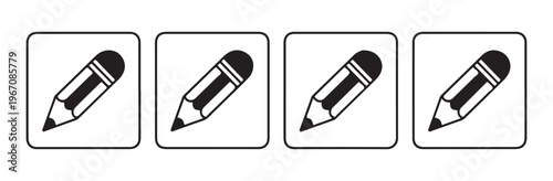 Diagonal pencil icon set in rounded square frames for editing and drafting functions in digital application.
