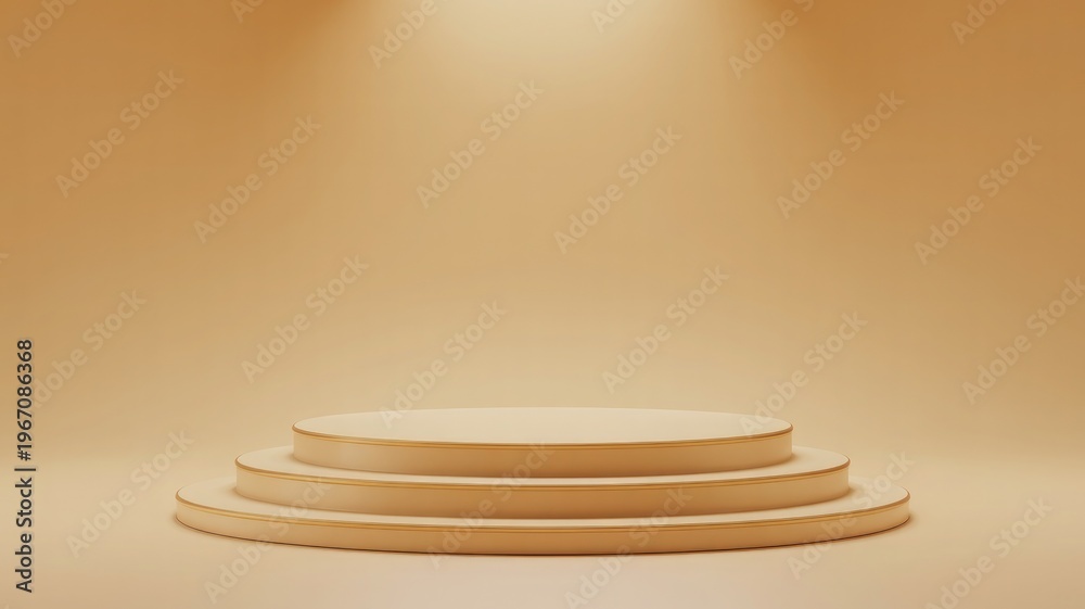 Obraz premium Minimalist beige podium with golden trim for product display