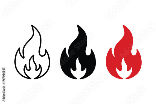 Flame Fire Vector Icons Heat Energy Symbol Graphic Design