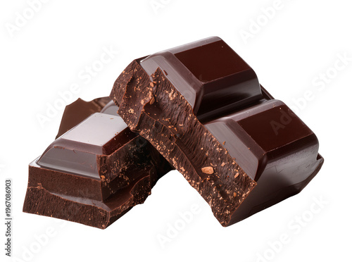 Canvas Print Delicious dark chocolate pieces, broken and textured, showing rich cocoa content