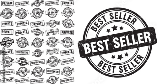 Collection of Best Seller, Top Secret, and Confidential Rubber Stamps