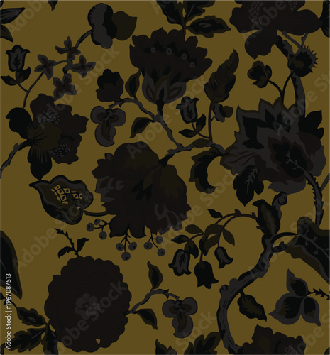 Big flowers pattern, upscale floral pattern. graphical textures floral, trendy colors pattern , flowers background with leaves. vector illustration.