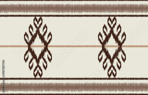 ethnic ikat seamless pattern. hand drawn craftsmanship embroidery bohemian, abstract square geographic art fabric ikat textile material design for curtain, carpet, wallpaper, clothing, Batik.