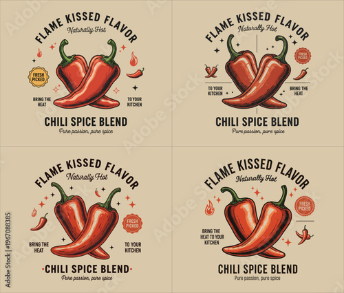 flame kissed flavor naturally hot chili spice blend with pure passion fresh picked peppers design vector illustration artwork