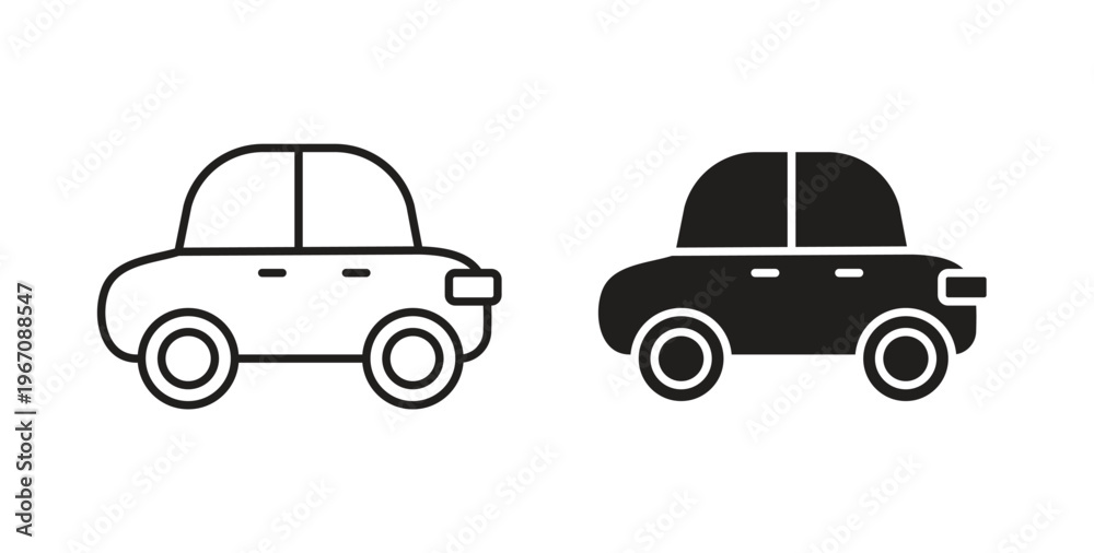 Fototapeta premium Car side view icon vector pictogram pack. icon vector template