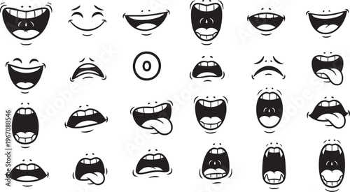 Cartoon Mouth Expressions and Emotions Vector Collection