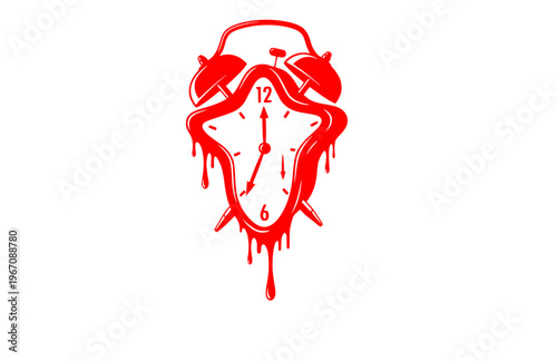 Surreal Star Bell Alarm Clock Silhouette Sticker, Playful Drip Time Logo Vector, Modern Absurdist Pop Culture Illustration