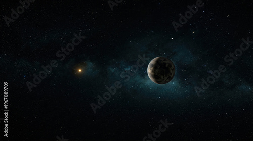Distant Planet and Bright Star in Deep Space