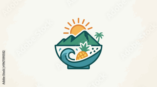 Tropical Island Bowl Logo Design