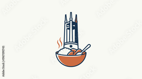 Abstract Tower and Bowl of Stew Logo