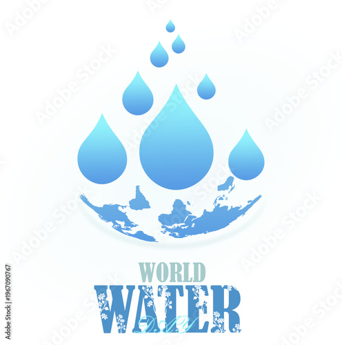 World Water Day Concept and logo unit for banner. The importance of water and conservation.