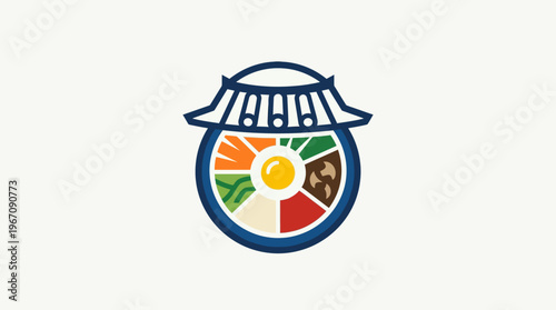 Korean Bibimbap and Hat Logo