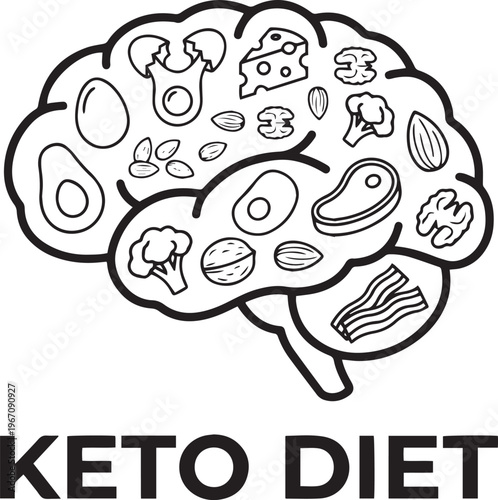 Keto Diet Brain Food Illustration