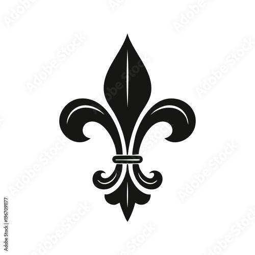Elegant black fleur de lis icon isolated on white background design