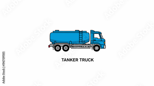 Blue tanker truck illustration on white background